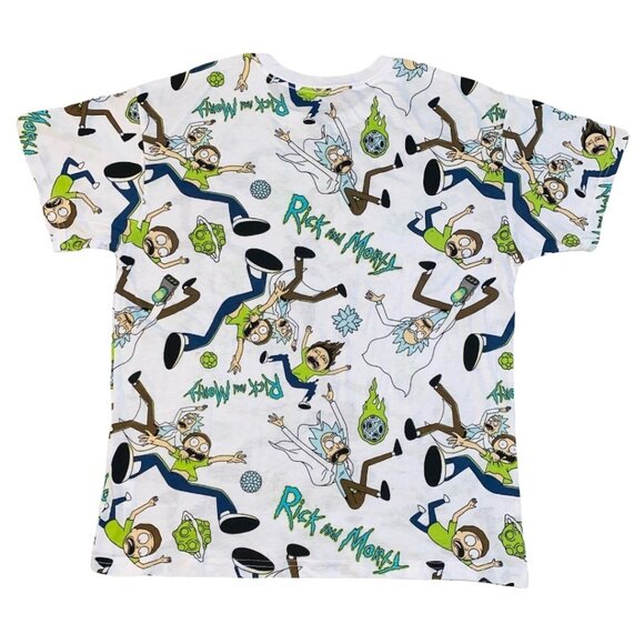 Rick and Morty Short Sleeve Crewneck Tee Shirt White Large Men's Cartoon Network - Picture 2 of 3